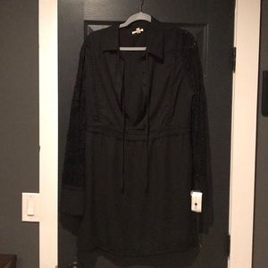 Maison Jules lace long sleeved button down dress